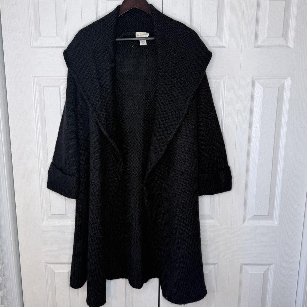 Soft Surroundings Telluride Topper Cardigan Sweater L Large Black Wool Mohair